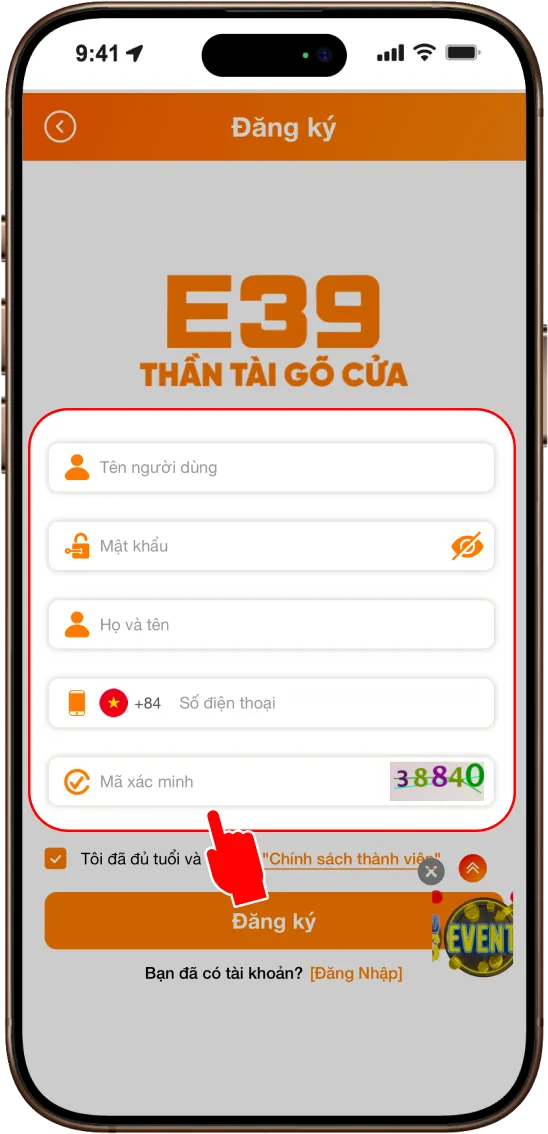 Bước 2: ĐIỀN ĐẦY ĐỦ CÁC THÔNG TIN (Họ và tên, Mật khẩu, Số điện thoại, . . . )