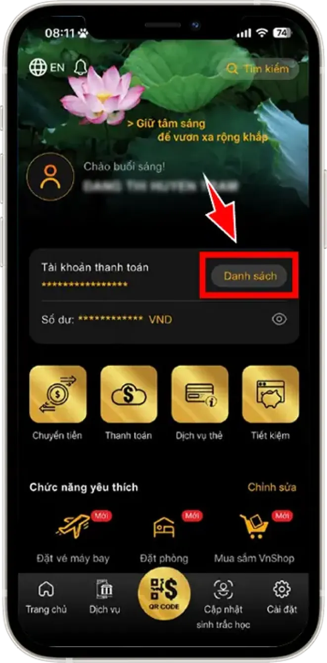 Bước 1: Chọn DANH SÁCH