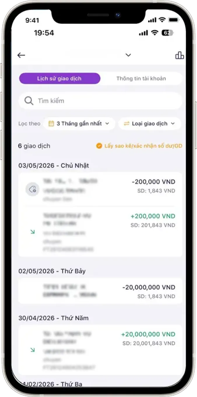 Bước 2: Chọn vào giao dịch cần kiểm tra