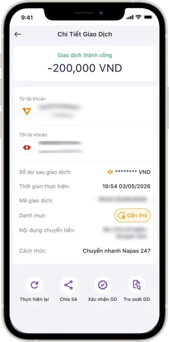 Bước 3: Hiển thị chi tiết giao dịch