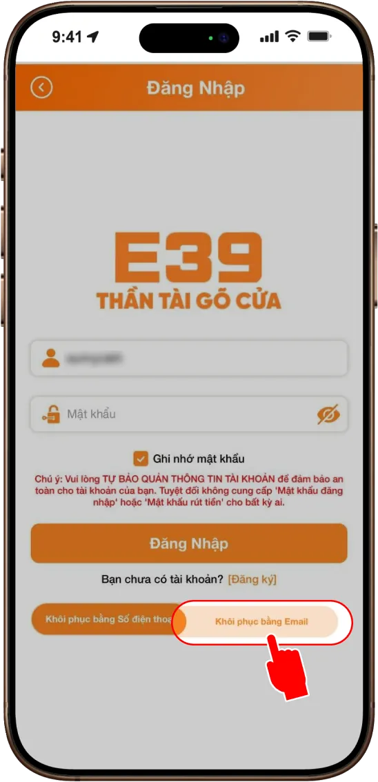 Bước 1: TẠI TRANG CHỦ CHỌN LẤY LẠI MẬT KHẨU ĐĂNG NHẬP QUA EMAIL