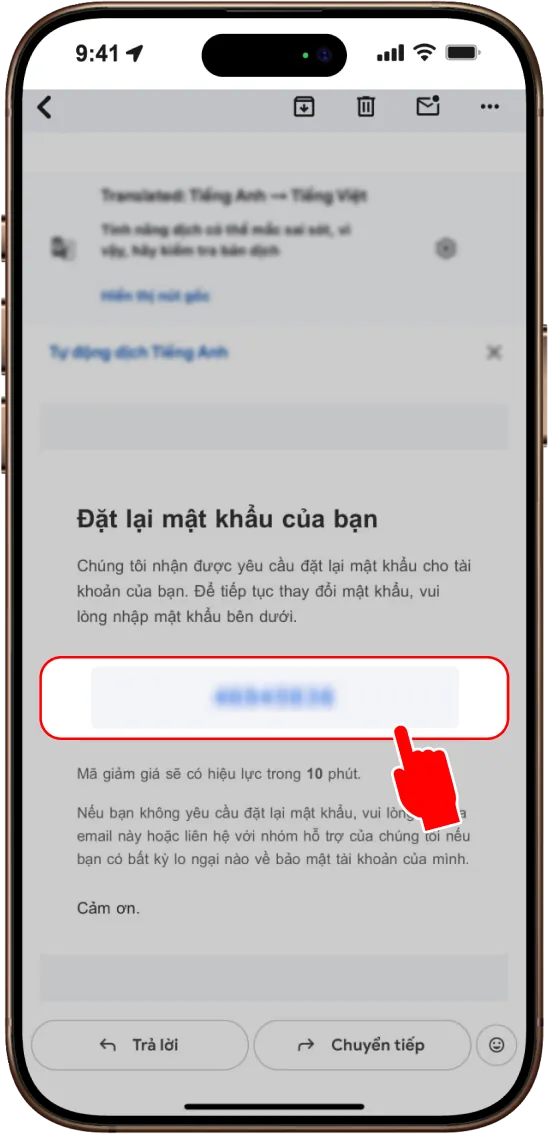 Bước 3: MỞ ỨNG DỤNG GMAIL ĐỂ KIỂM TRA VÀ LẤY MẬT KHẨU ĐƯỢC CẤP MỚI VÀ ĐĂNG NHẬP VÀO TÀI KHOẢN