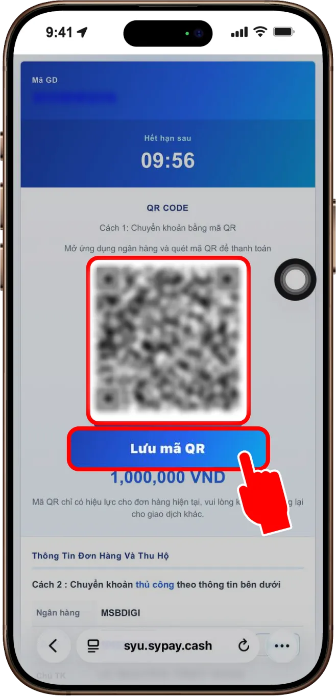 Bước 4: Chụp ảnh mã QR sau đó chuyển qua app ngân hàng để tiến hành chuyển khoản