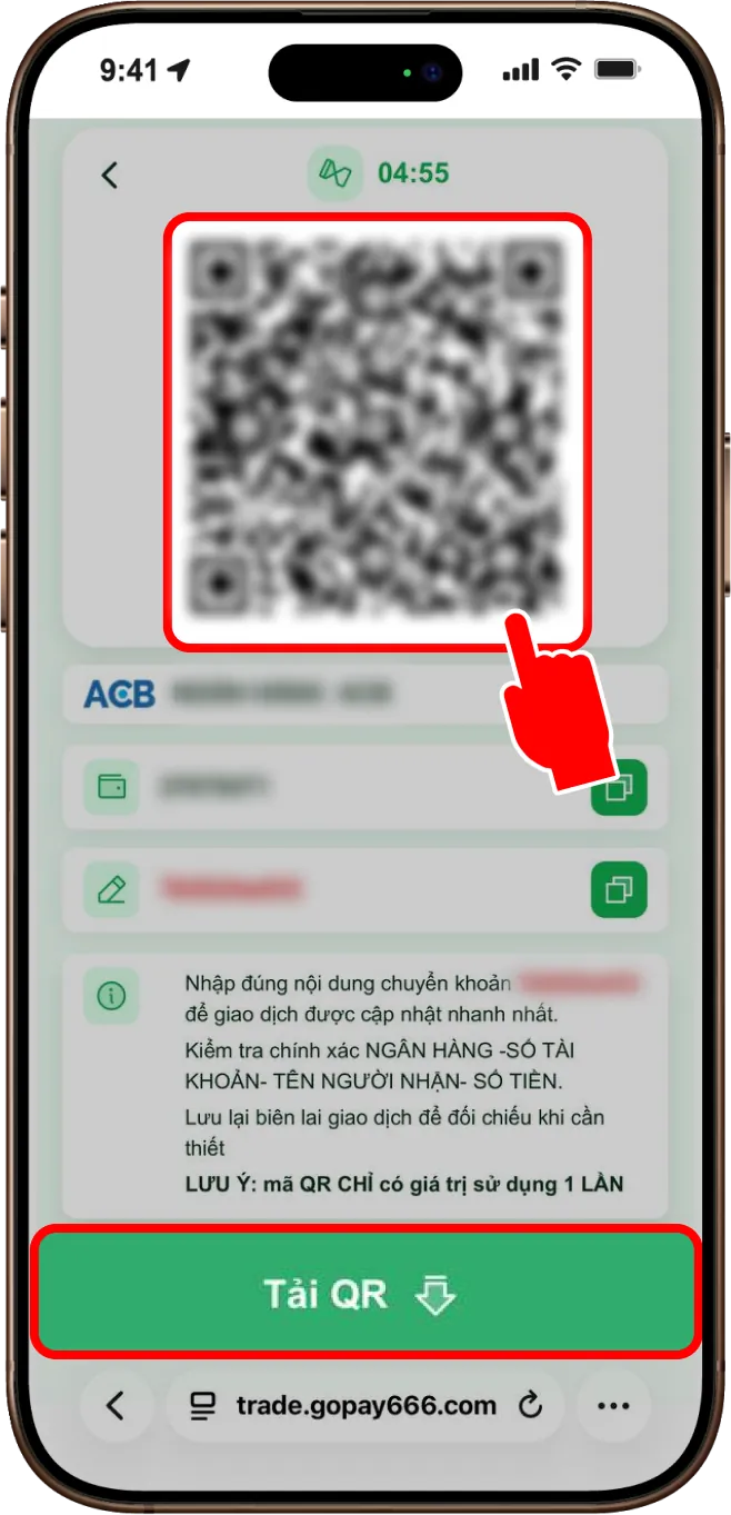 Bước 4: Sao chép thông tin hoặc lưu mã QR để thanh toán